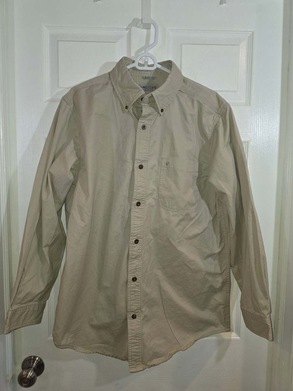 Carhartt Men's Long Sleeve, Khaki, Size L, Regular Fit,